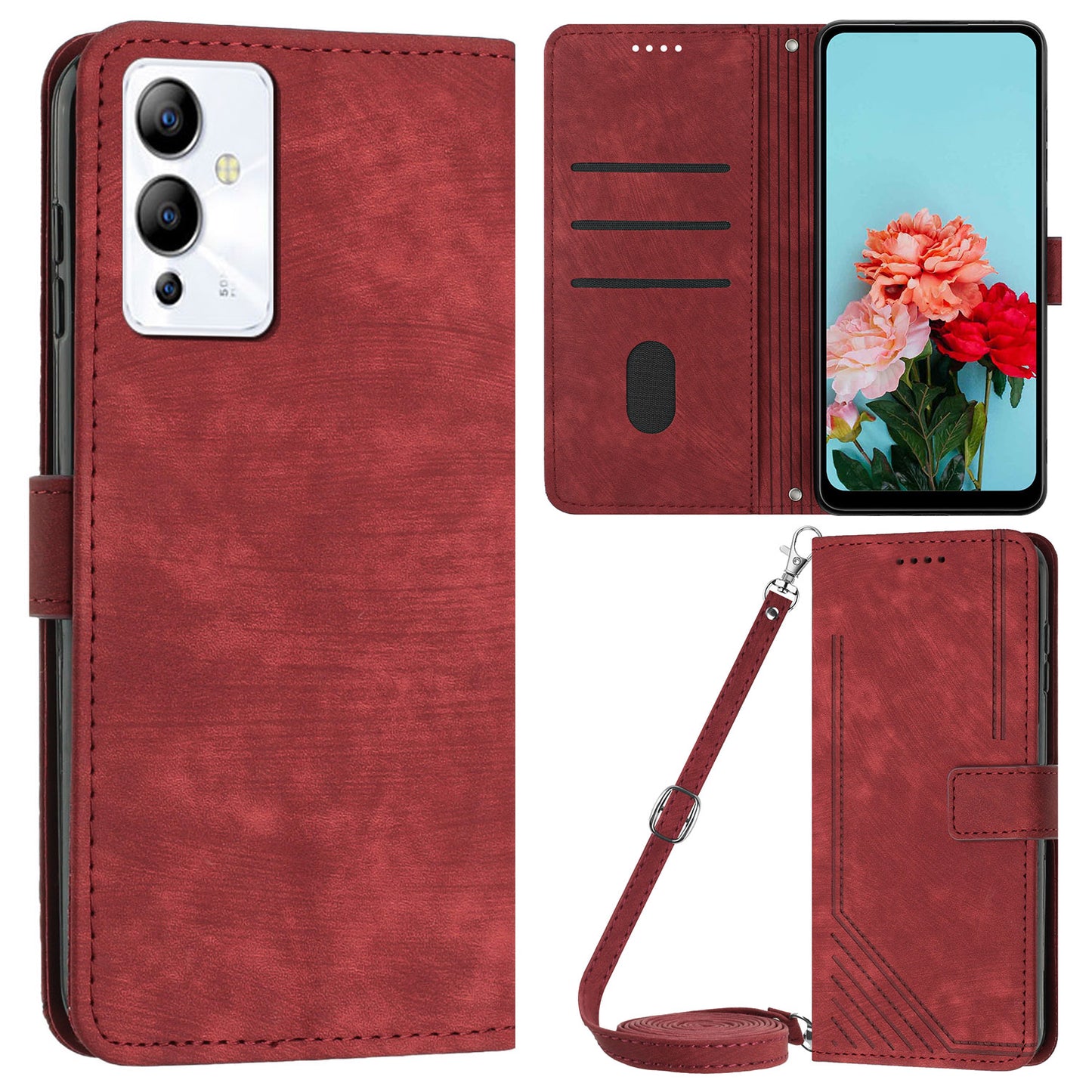 For Infinix Note 12 5G / Note 12 Pro 5G PU Leather Phone Case Lines Imprinted Stand Flip Wallet Cover