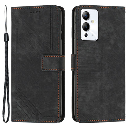 For Infinix Note 12 5G / Note 12 Pro 5G PU Leather Skin-touch Phone Case Lines Imprinted Wallet Cover Stand