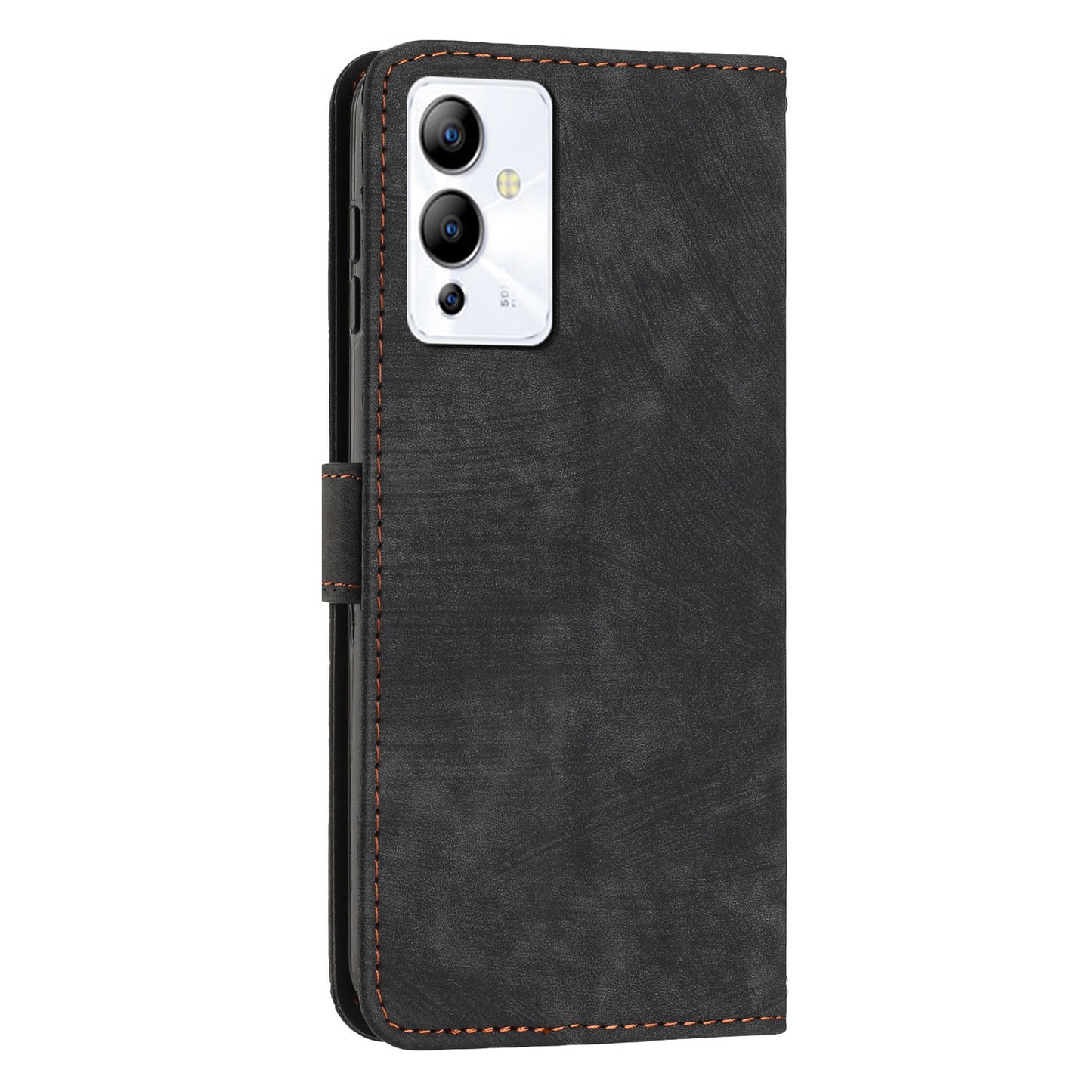For Infinix Note 12 5G / Note 12 Pro 5G PU Leather Skin-touch Phone Case Lines Imprinted Wallet Cover Stand