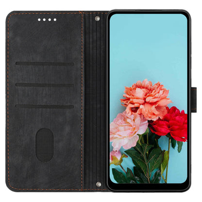 For Infinix Note 12 5G / Note 12 Pro 5G PU Leather Skin-touch Phone Case Lines Imprinted Wallet Cover Stand