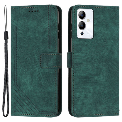 For Infinix Note 12 5G / Note 12 Pro 5G PU Leather Skin-touch Phone Case Lines Imprinted Wallet Cover Stand