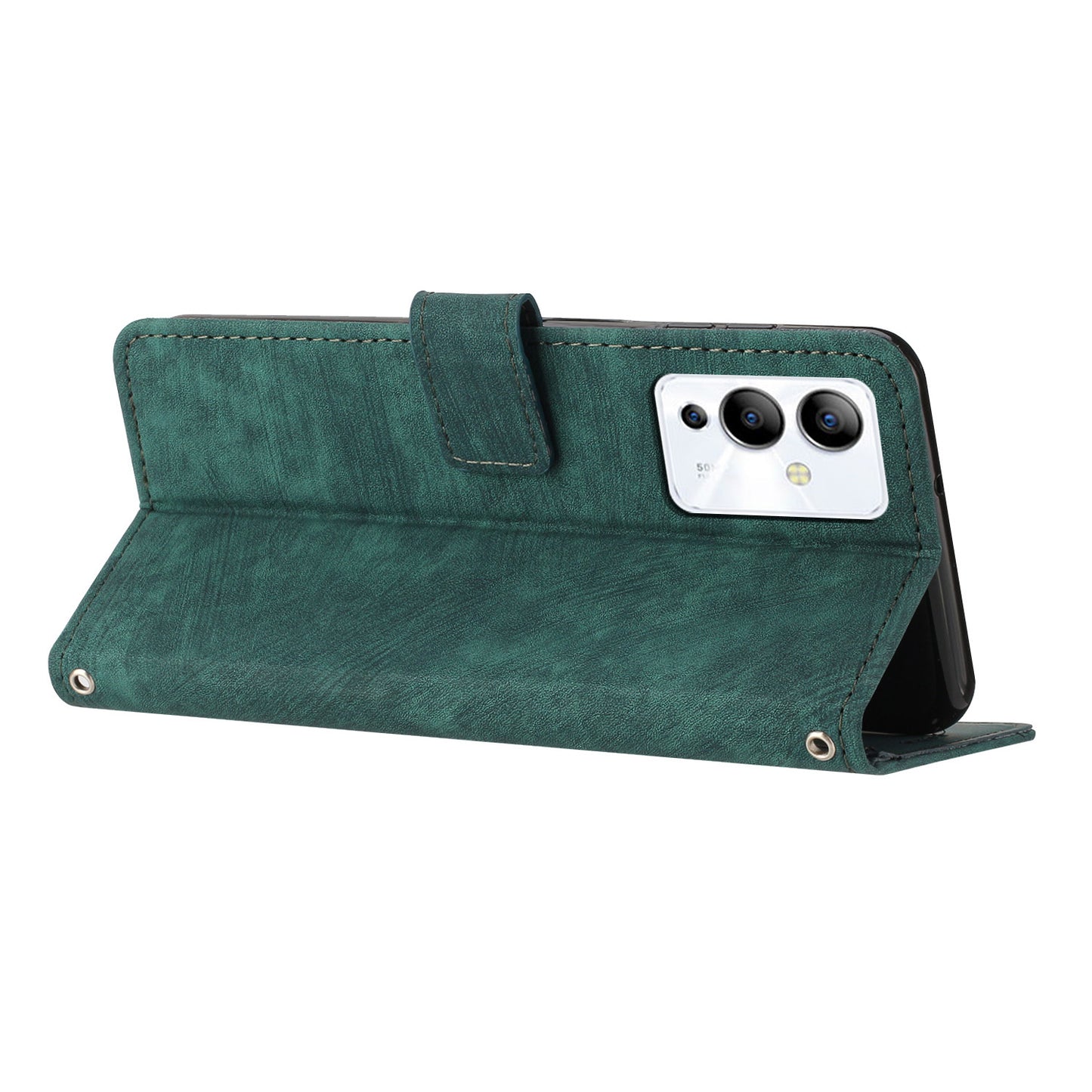 For Infinix Note 12 5G / Note 12 Pro 5G PU Leather Skin-touch Phone Case Lines Imprinted Wallet Cover Stand