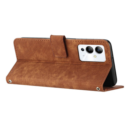 For Infinix Note 12 5G / Note 12 Pro 5G PU Leather Skin-touch Phone Case Lines Imprinted Wallet Cover Stand