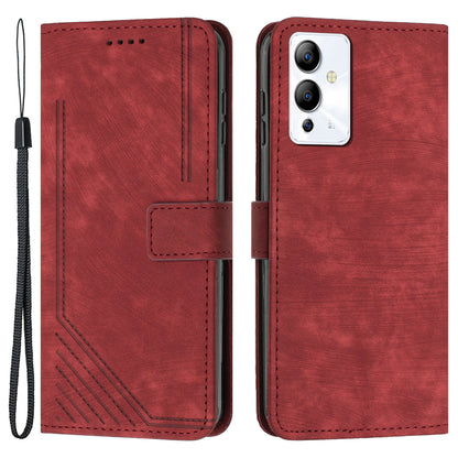 For Infinix Note 12 5G / Note 12 Pro 5G PU Leather Skin-touch Phone Case Lines Imprinted Wallet Cover Stand