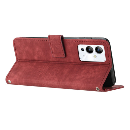 For Infinix Note 12 5G / Note 12 Pro 5G PU Leather Skin-touch Phone Case Lines Imprinted Wallet Cover Stand