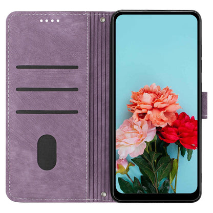 For Infinix Note 12 5G / Note 12 Pro 5G PU Leather Skin-touch Phone Case Lines Imprinted Wallet Cover Stand