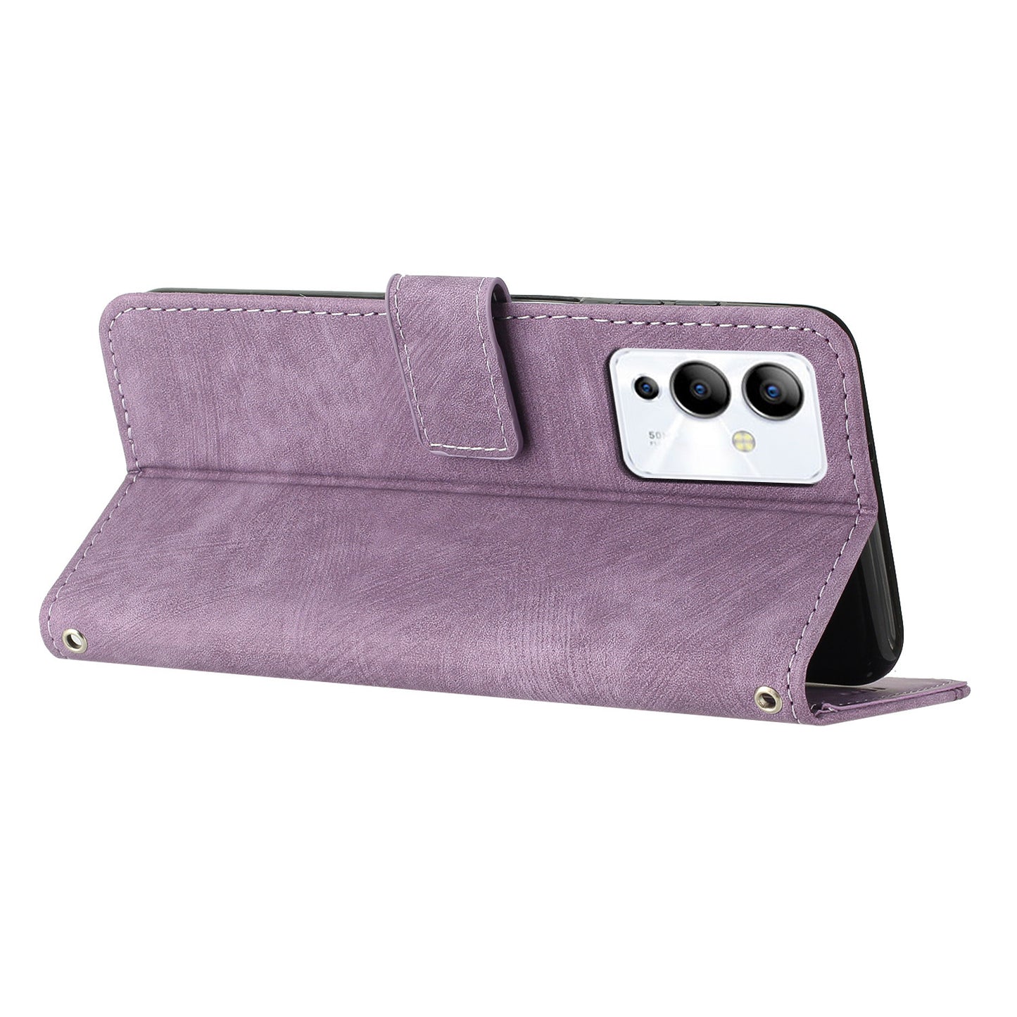 For Infinix Note 12 5G / Note 12 Pro 5G PU Leather Skin-touch Phone Case Lines Imprinted Wallet Cover Stand