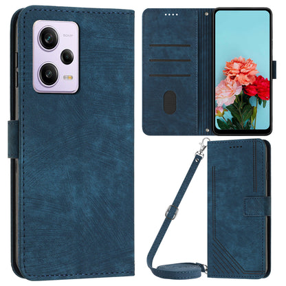 For Xiaomi Redmi Note 12 Pro+ 5G / Note 12 Explorer 5G Wallet Phone Case Lines Imprinted Leather Stand Protective Flip Cover