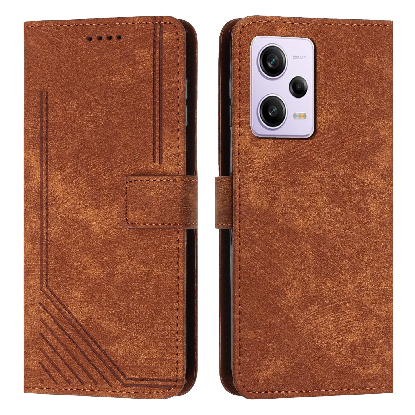 For Xiaomi Redmi Note 12 Pro+ 5G / Note 12 Explorer 5G Wallet Phone Case Lines Imprinted Leather Stand Protective Flip Cover