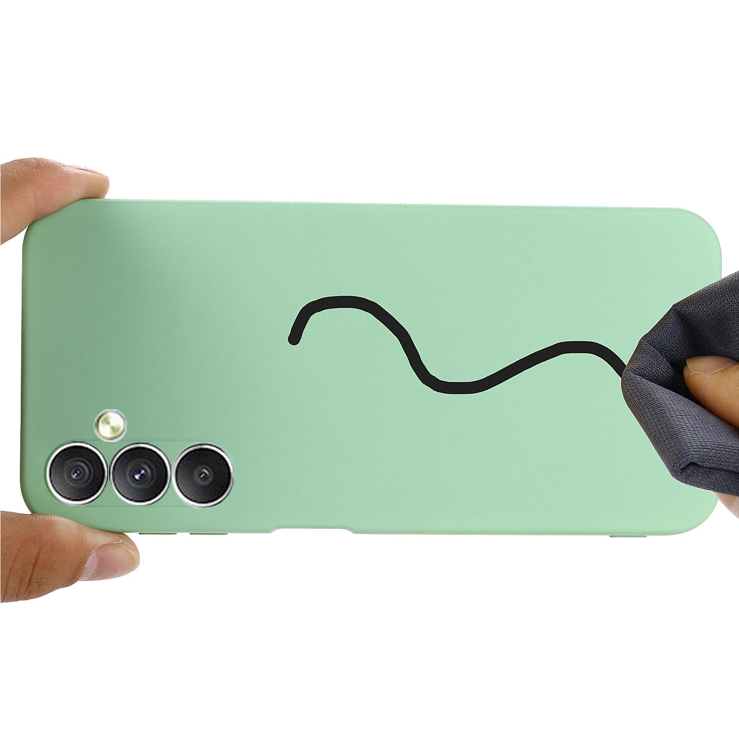 For Samsung Galaxy M14 5G Liquid Silicone Phone Case Soft Lining Shockproof Protective Cover with Strap