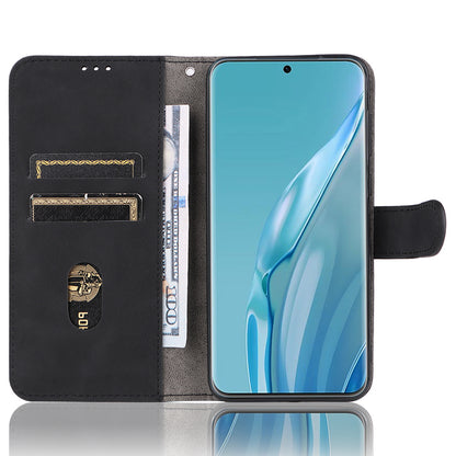 For Huawei P60 Art PU Leather Folio Flip Cover Wallet Stand Skin-touch Phone Case with Strap