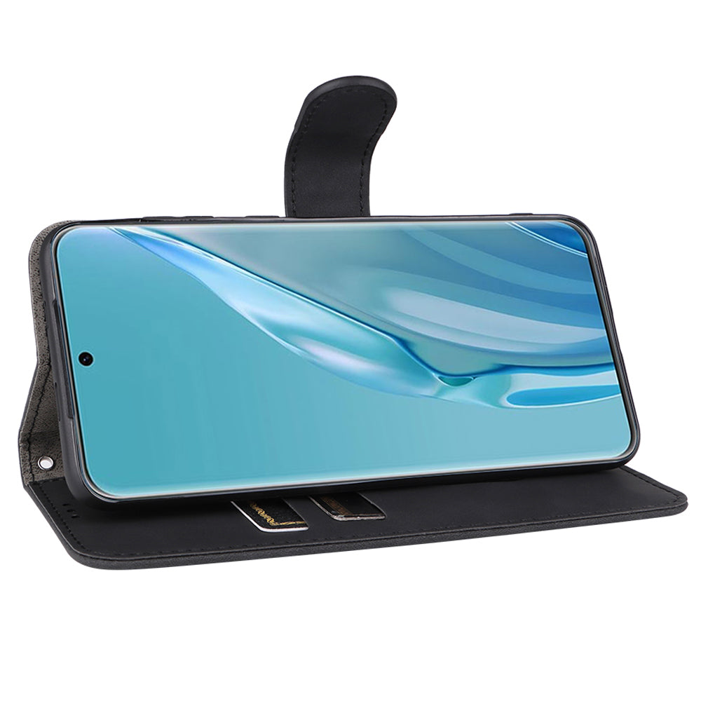 For Huawei P60 Art PU Leather Folio Flip Cover Wallet Stand Skin-touch Phone Case with Strap