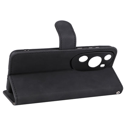 For Huawei P60 Art PU Leather Folio Flip Cover Wallet Stand Skin-touch Phone Case with Strap