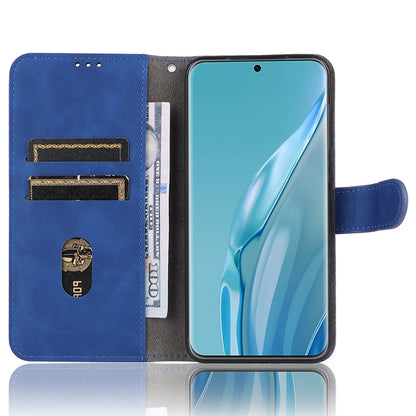 For Huawei P60 Art PU Leather Folio Flip Cover Wallet Stand Skin-touch Phone Case with Strap