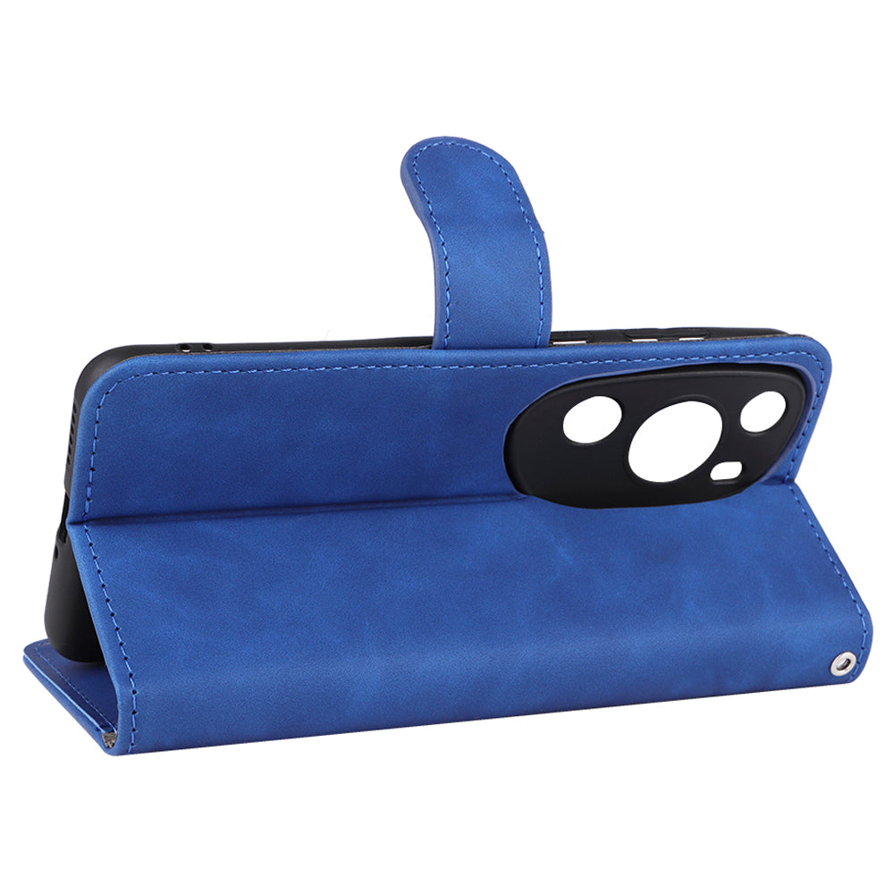 For Huawei P60 Art PU Leather Folio Flip Cover Wallet Stand Skin-touch Phone Case with Strap