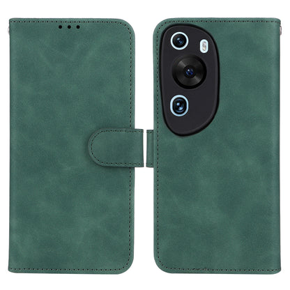 For Huawei P60 Art PU Leather Folio Flip Cover Wallet Stand Skin-touch Phone Case with Strap