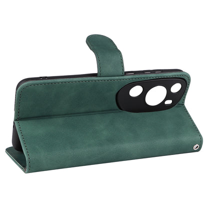 For Huawei P60 Art PU Leather Folio Flip Cover Wallet Stand Skin-touch Phone Case with Strap