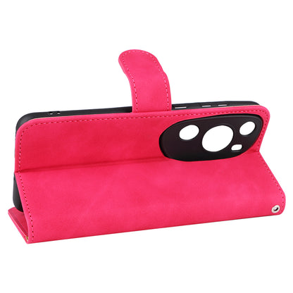 For Huawei P60 Art PU Leather Folio Flip Cover Wallet Stand Skin-touch Phone Case with Strap