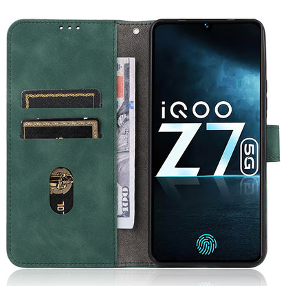 For vivo iQOO Z7 5G Skin-touch Leather Phone Case Wallet Stand Folio Flip Cover
