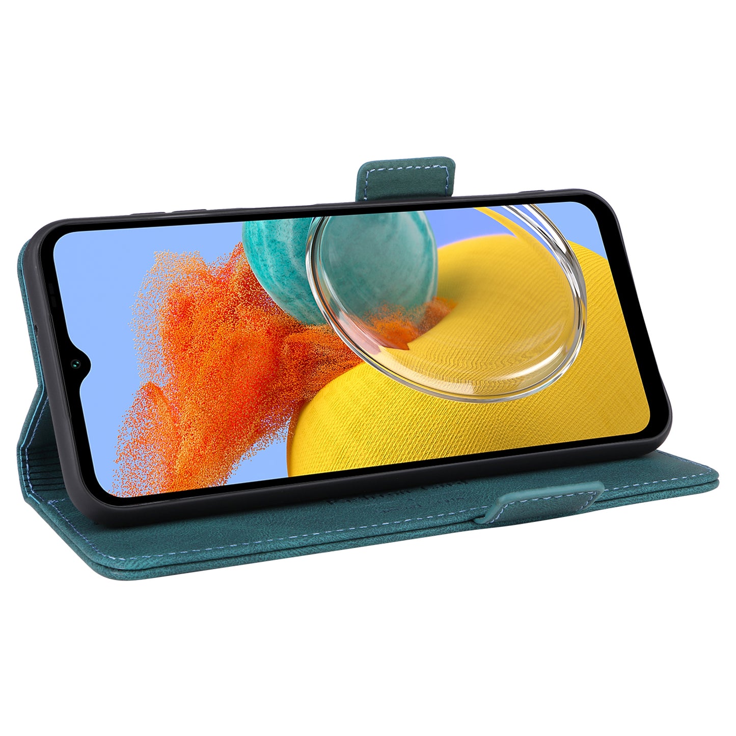 For Samsung Galaxy M14 5G Leather Wallet Phone Case Hardware Decor Flip Stand Cover