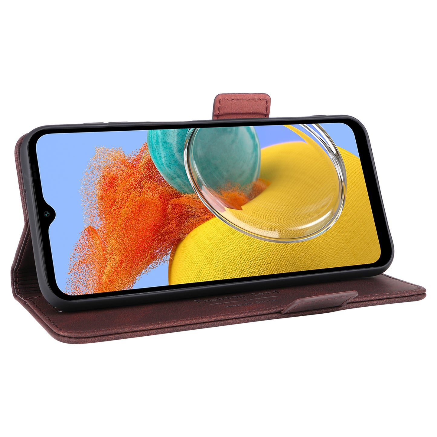 For Samsung Galaxy M14 5G Leather Wallet Phone Case Hardware Decor Flip Stand Cover