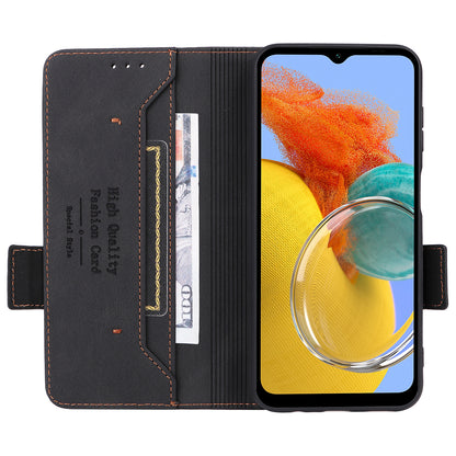 For Samsung Galaxy M14 5G Leather Wallet Phone Case Hardware Decor Flip Stand Cover