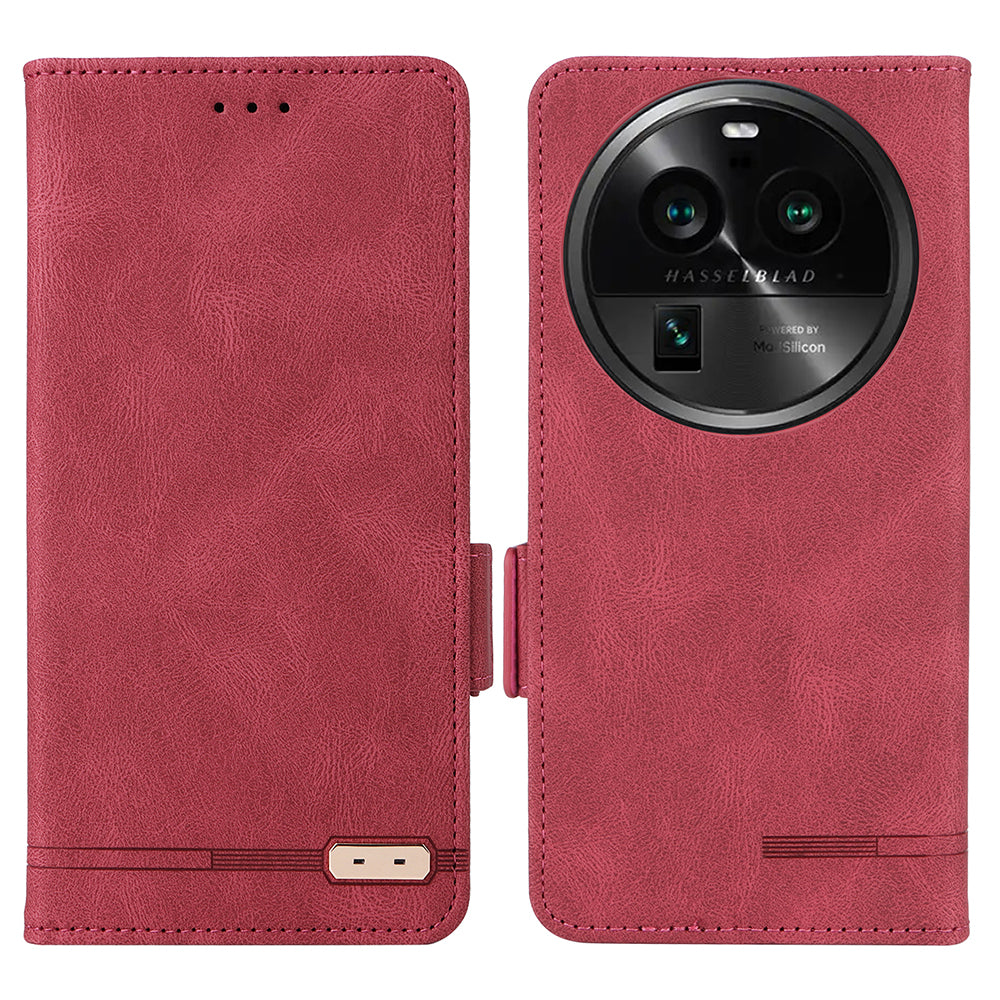 For Oppo Find X6 Hardware Decor Stand Cover PU Leather Wallet Anti-drop Phone Case