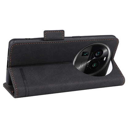 For Oppo Find X6 Pro PU Leather Wallet Phone Case Hardware Decor Folding Stand Cover