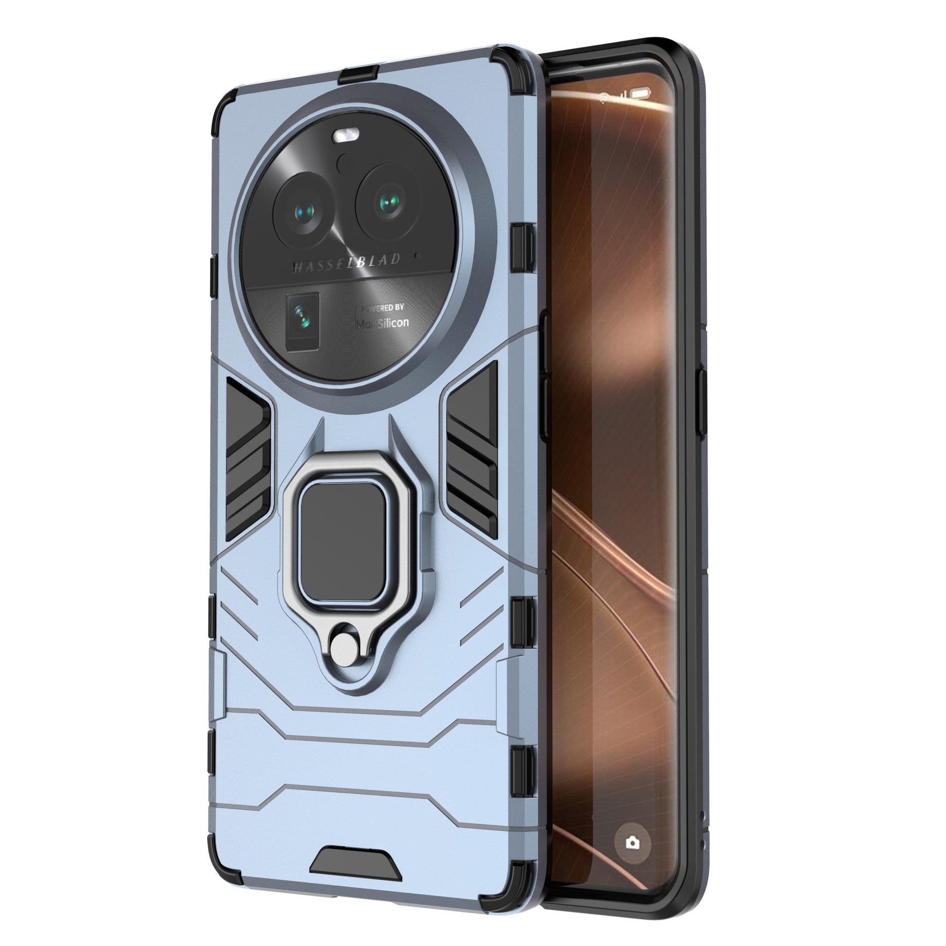 For Oppo Find X6 Pro TPU+PC Armor Defender Phone Case Finger Ring Kickstand Anti-Drop Cover