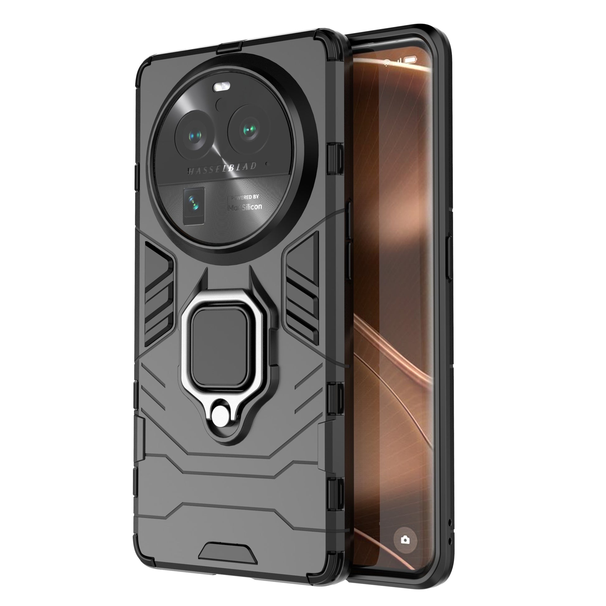 For Oppo Find X6 Pro TPU+PC Armor Defender Phone Case Finger Ring Kickstand Anti-Drop Cover