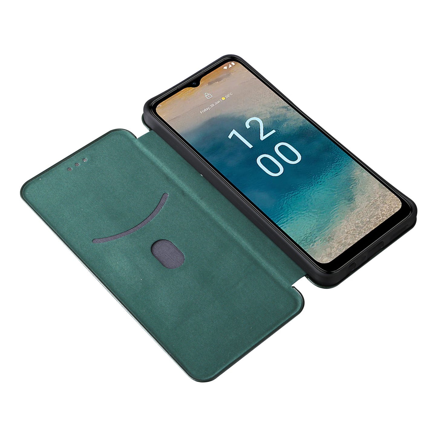 For Nokia G22 Carbon Fiber Texture Leather Case Flip Folio Stand Phone Cover with Card Holder