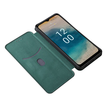 For Nokia G22 Carbon Fiber Texture Leather Case Flip Folio Stand Phone Cover with Card Holder