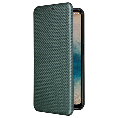 For Nokia G22 Carbon Fiber Texture Leather Case Flip Folio Stand Phone Cover with Card Holder