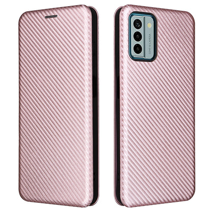 For Nokia G22 Carbon Fiber Texture Leather Case Flip Folio Stand Phone Cover with Card Holder
