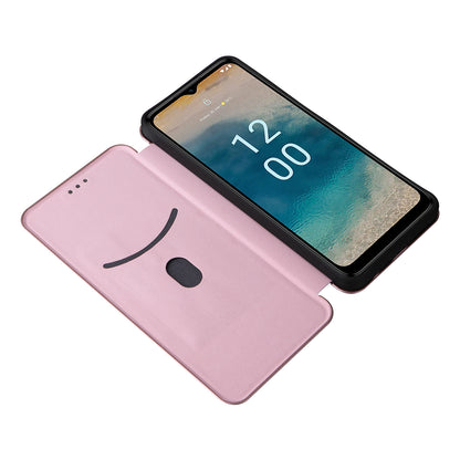 For Nokia G22 Carbon Fiber Texture Leather Case Flip Folio Stand Phone Cover with Card Holder