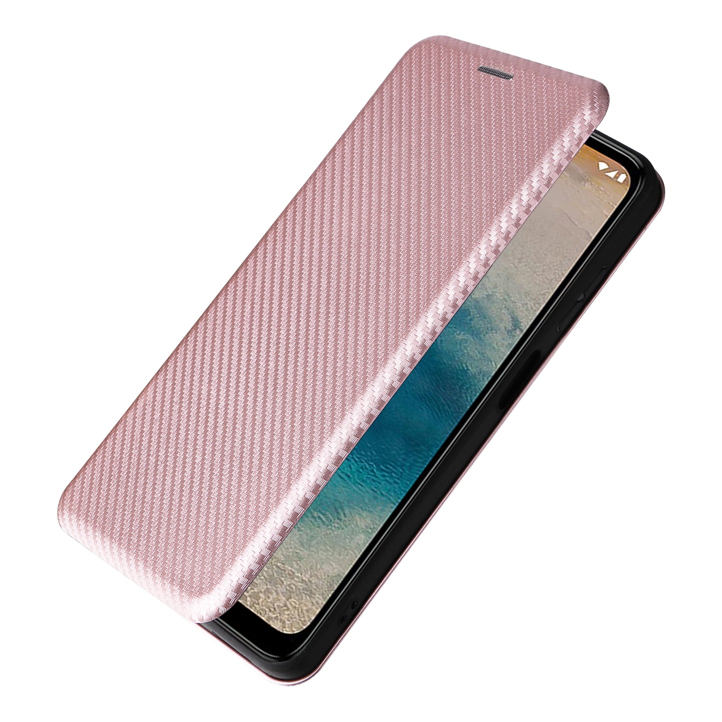 For Nokia G22 Carbon Fiber Texture Leather Case Flip Folio Stand Phone Cover with Card Holder