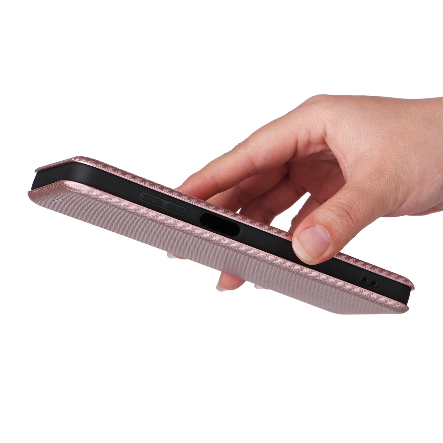 For Nokia G22 Carbon Fiber Texture Leather Case Flip Folio Stand Phone Cover with Card Holder