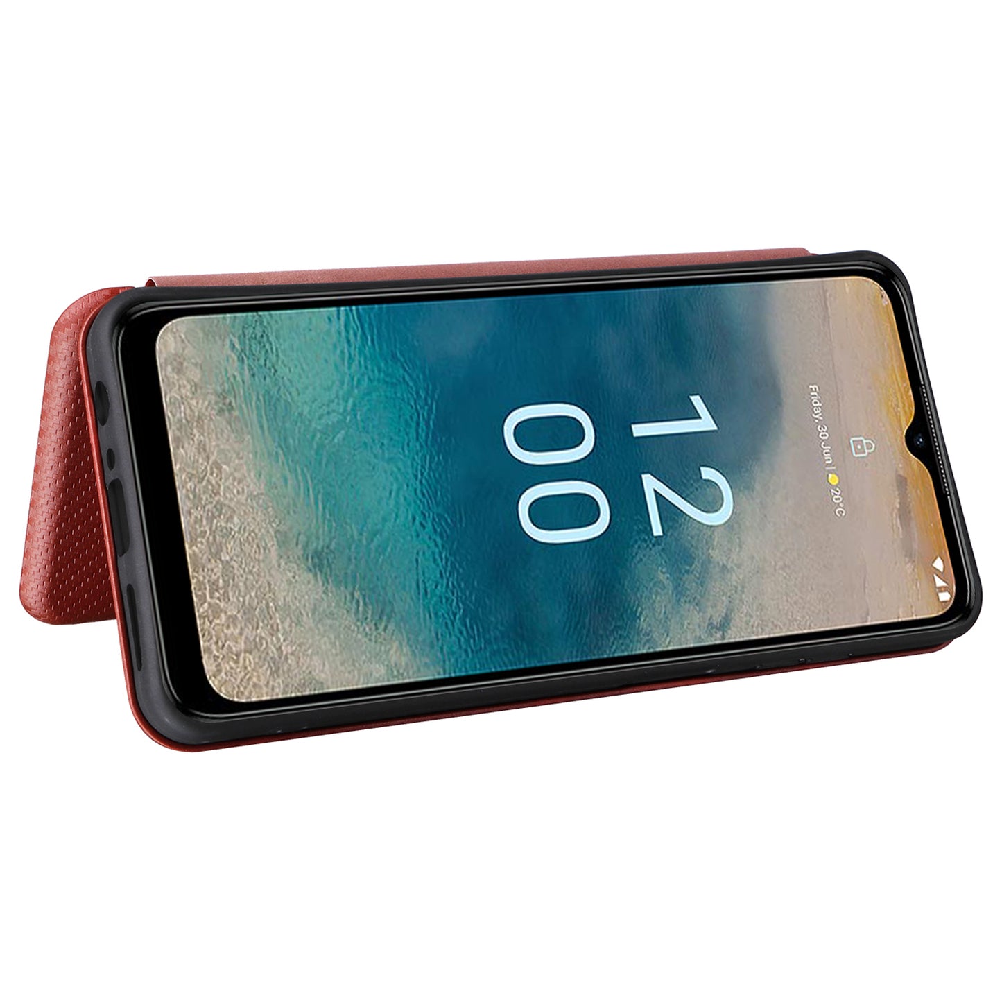 For Nokia G22 Carbon Fiber Texture Leather Case Flip Folio Stand Phone Cover with Card Holder