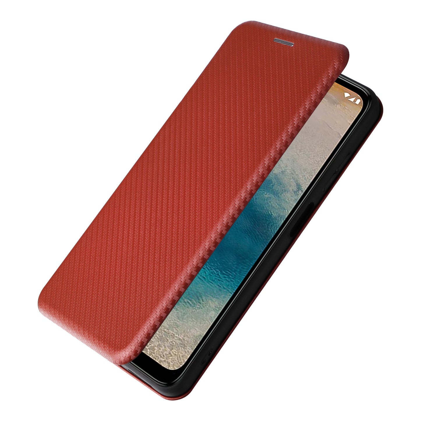 For Nokia G22 Carbon Fiber Texture Leather Case Flip Folio Stand Phone Cover with Card Holder