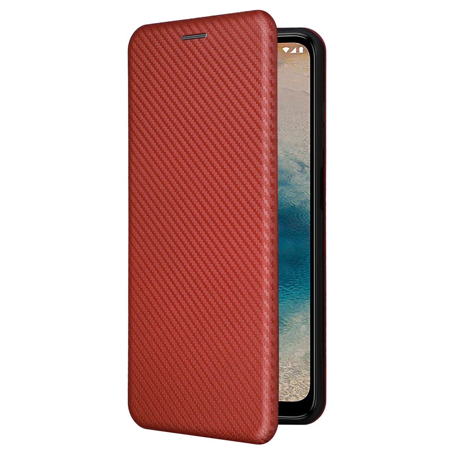 For Nokia G22 Carbon Fiber Texture Leather Case Flip Folio Stand Phone Cover with Card Holder