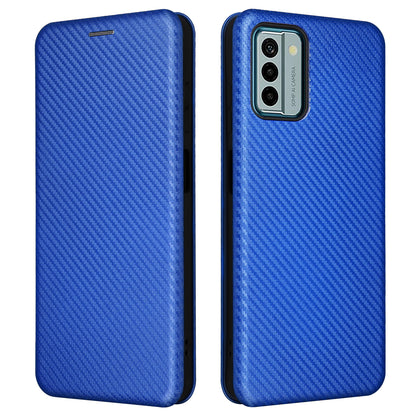 For Nokia G22 Carbon Fiber Texture Leather Case Flip Folio Stand Phone Cover with Card Holder