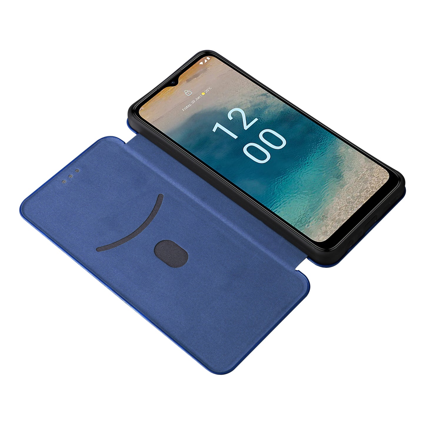 For Nokia G22 Carbon Fiber Texture Leather Case Flip Folio Stand Phone Cover with Card Holder