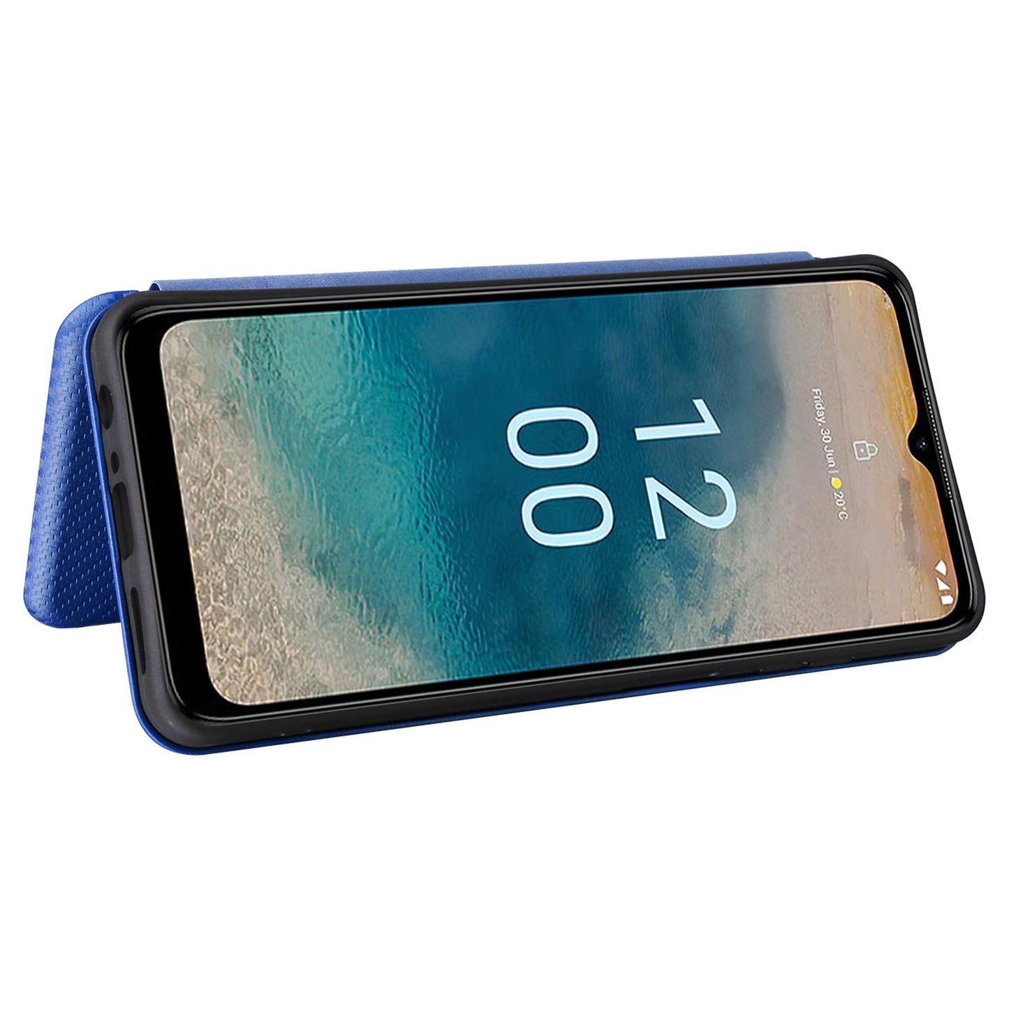 For Nokia G22 Carbon Fiber Texture Leather Case Flip Folio Stand Phone Cover with Card Holder