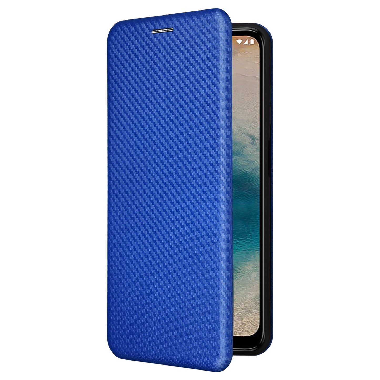 For Nokia G22 Carbon Fiber Texture Leather Case Flip Folio Stand Phone Cover with Card Holder