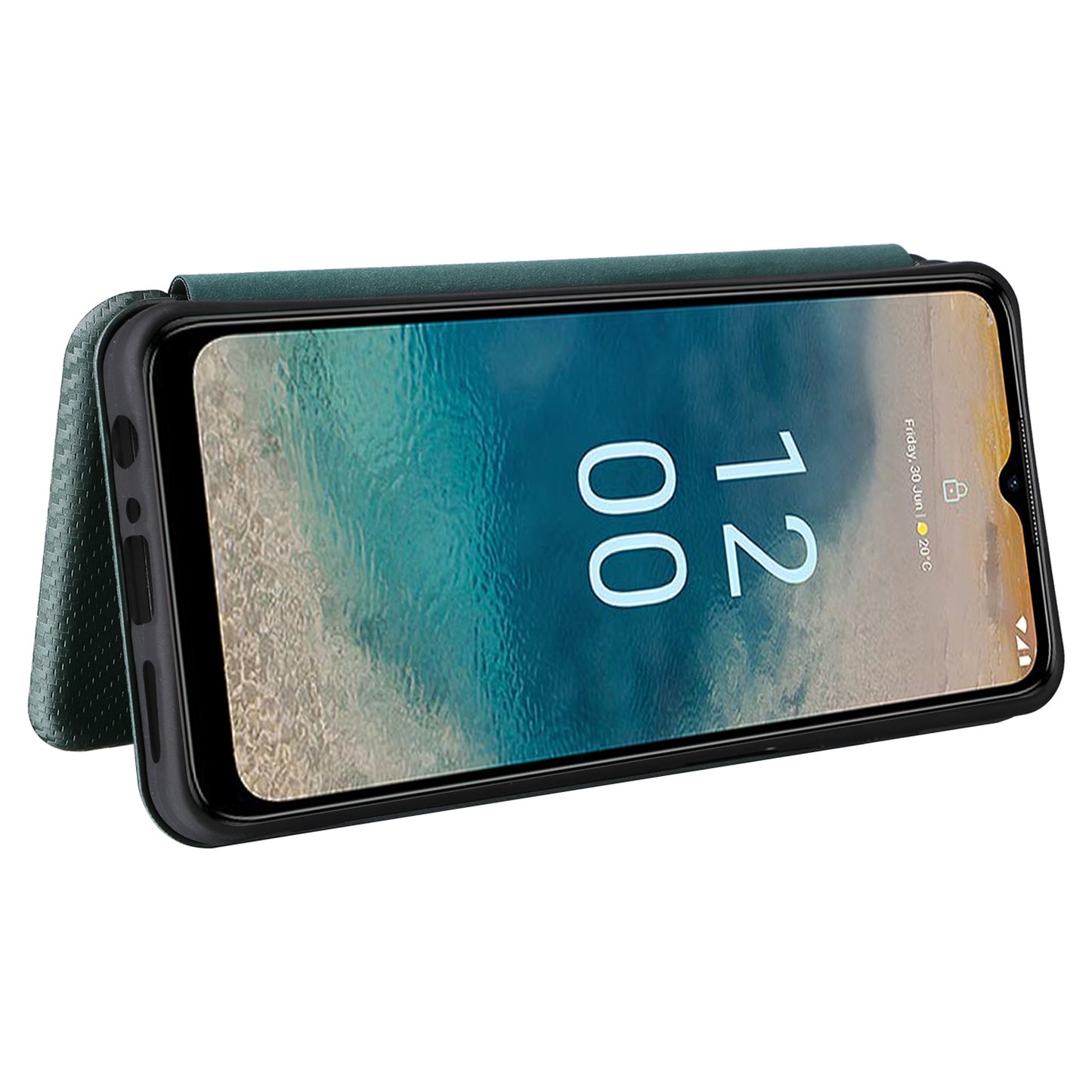 For Nokia G22 Carbon Fiber Texture Leather Case Flip Folio Stand Phone Cover with Card Holder