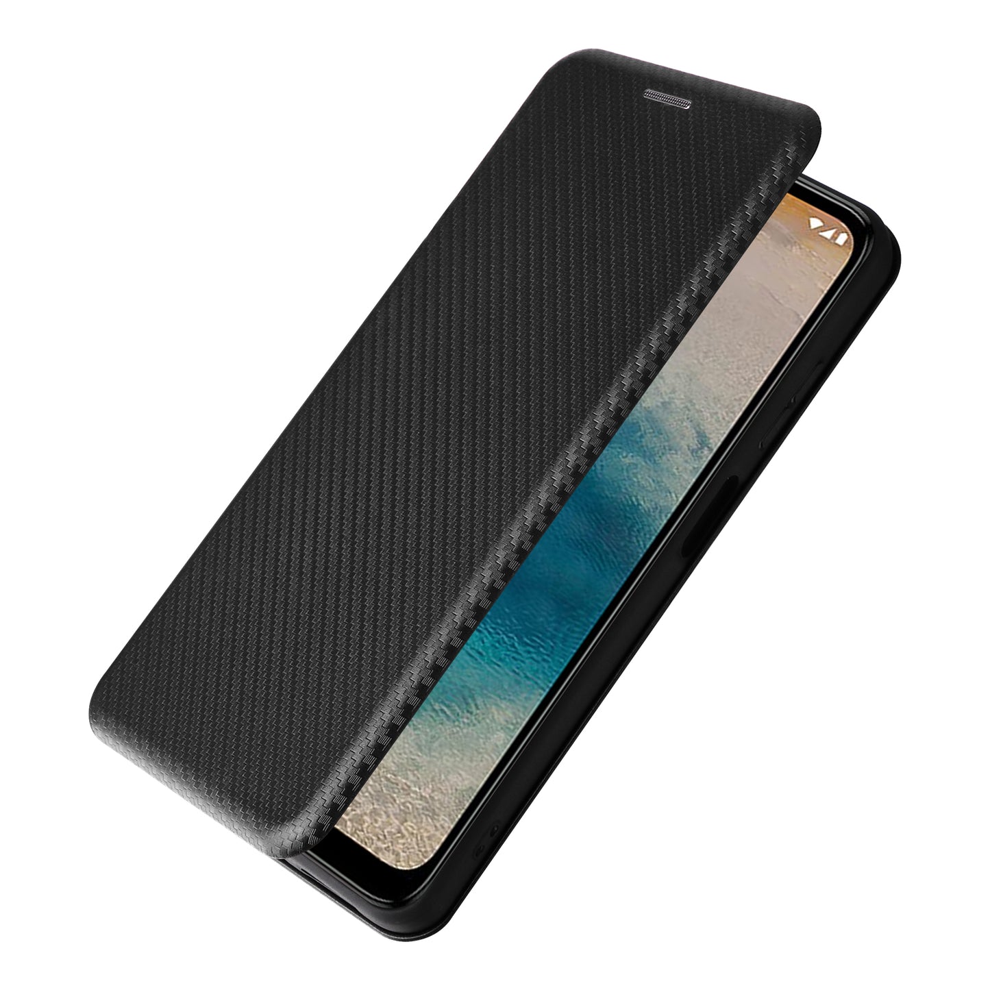 For Nokia G22 Carbon Fiber Texture Leather Case Flip Folio Stand Phone Cover with Card Holder