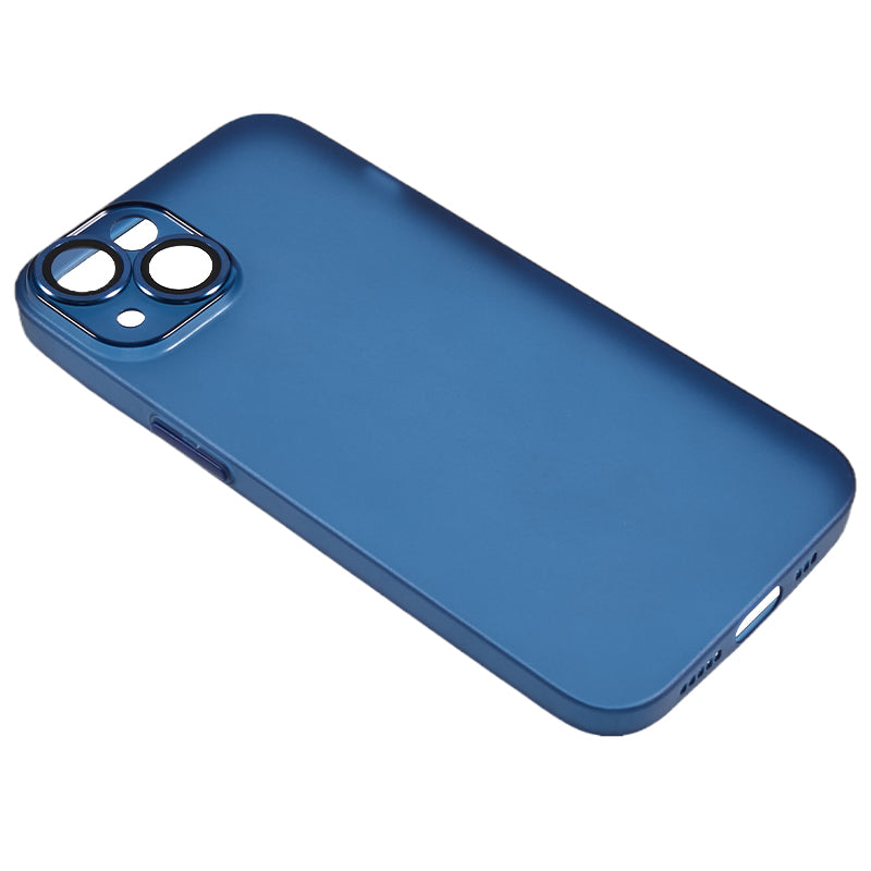 For iPhone 14 Plus Shockproof Case Anti-Drop Matte TPU Phone Cover with Metal Camera Lens Frame