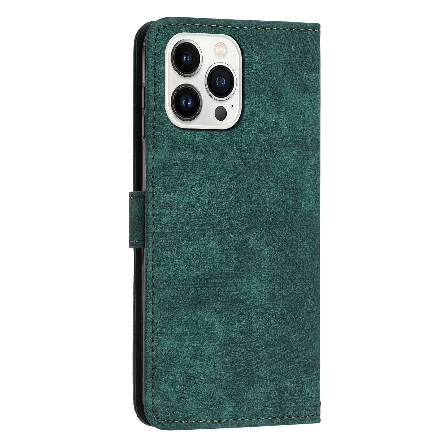 For iPhone 14 Pro Skin-touch Leather Phone Case Lines Imprinted Wallet Stand Cover