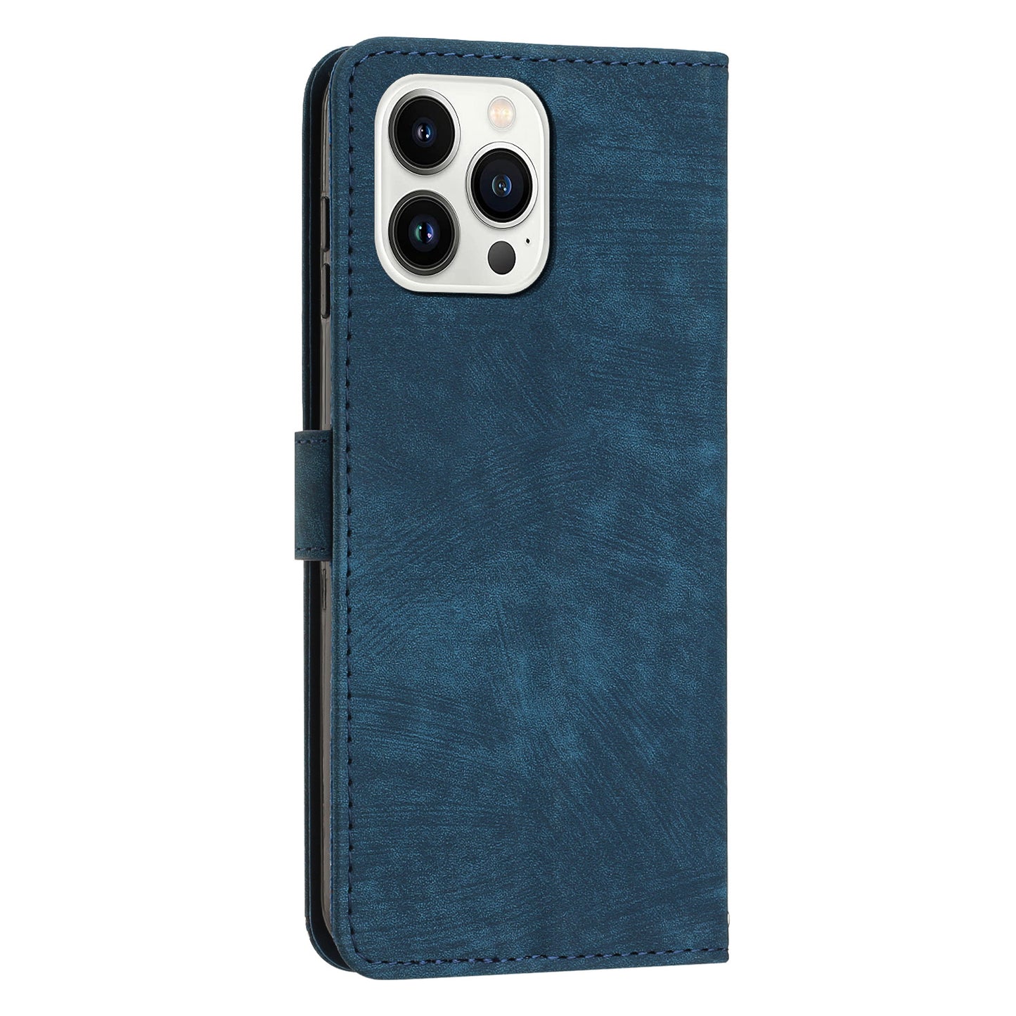 For iPhone 14 Pro Skin-touch Leather Phone Case Lines Imprinted Wallet Stand Cover