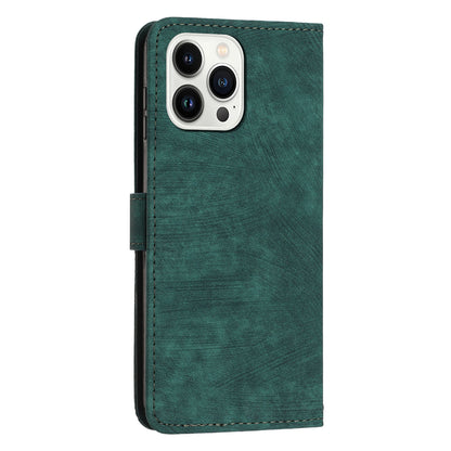 For iPhone 14 Pro Max Phone Stand Case Skin-touch PU Leather Lines Imprinted Wallet Cover